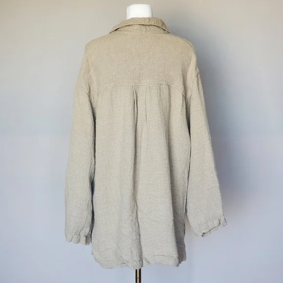 Vintage Liz Sport Liz Claiborne Lagenlook Boho Linen Button Down Shacket Jacket - Picture 2 of 9